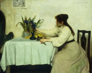 De bloemen schikken