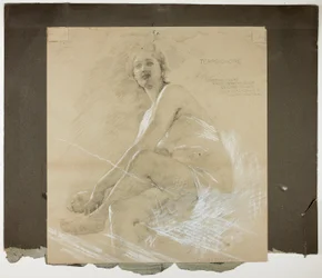 Terpsichore (recto), en dansende vrouwelijke figuur (verso), muurschilderingstudies voor plafond van de salon, residentie van Collis P. Huntington, nu Yale University Art Gallery