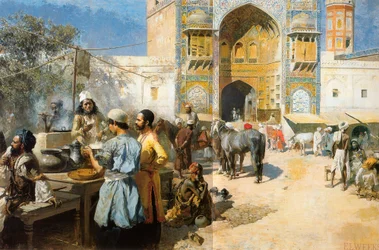 Een openluchtrestaurant, Lahore, ca. 1889