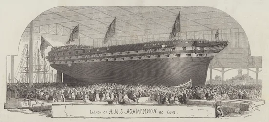 Lancering van HMS Agamemnon, 90 Kanonnen