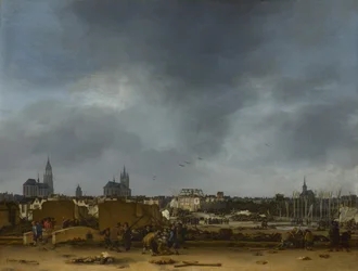 Gezicht op Delft na de explosie van 1654
