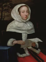 Portret van een zittende dame die een brief leest