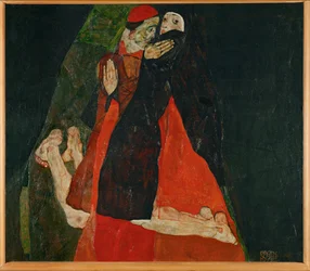 Kardinaal en non, streling (olieverf op doek)