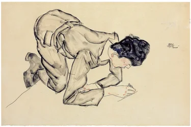 Erich Lederer tekenend op de vloer, 1912