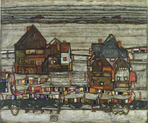 Huizen met waslijnen, 1914