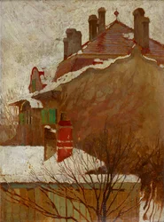 Huizen in de winter Uitzicht vanuit het atelier, 1907-1908