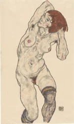Naakt in zwarte kousen, 1917