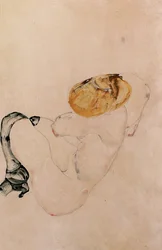 Bange, hurkende jonge meisje, 1912