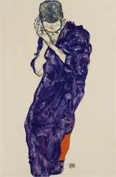 Jongere in paarse soutane met gevouwen handen, 1914