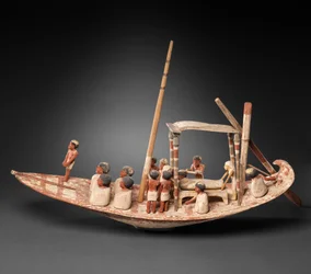 Model zeilboot die een mummie vervoert, c.1900-1885 v.Chr.