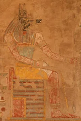 Anubis, de god van de dood uit de Dodentempel van Koningin Hatsjepsoet (ca.1503-1482 v.Chr.)