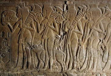 Bas-reliëf uit het graf van Maia, voedster van Toetanchamon, Saqqara, Egypte, Egyptische Beschaving, Nieuwe Koninkrijk, Dynastie XVIII (detail)