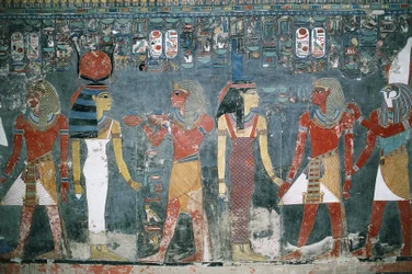 Egypte, Luxor, Vallei der Koningen, graf van Horemheb, muurschildering