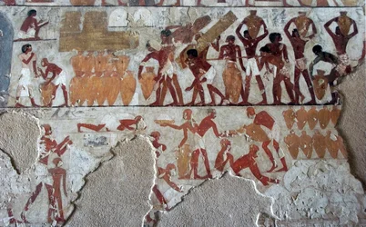 Egyptische antiquiteit: schilderij dat het graf van Rekhmire (TT100) siert, vizier van de 18e dynastie