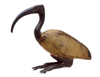 Ibis, in hurkende positie, ca. 1350 v.Chr. (hout, brons, glas & verguld)