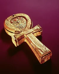 Spiegelkist in de vorm van een ankh, uit het graf van Toetanchamon (ca. 1370-1352 v.Chr.) Nieuwe Koninkrijk