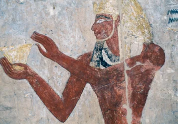 Beschilderd reliëf, Dodentempel van Hatsjepsoet, Deir el-Bahri, Luxor, Thebe (Unesco Werelderfgoedlijst)