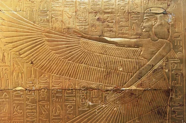 Reliëf van het achterste buitenpaneel van de tweede grafkapel, Schatten van Toetanchamon, Egypte, Egyptische beschaving, Nieuwe Rijk, Dynastie XVIII