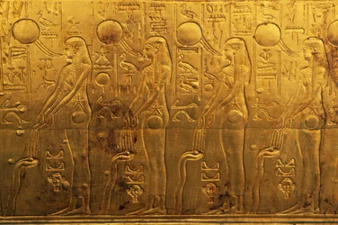 Reliëf op rechter buitenpaneel van tweede grafkapel, Schatkamer van Toetanchamon, Egypte, Egyptische beschaving, Nieuwe Rijk, Dynastie XVIII