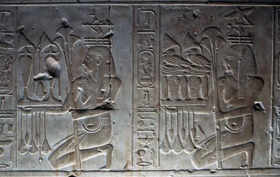 Bas-reliëf, Tempel van Seti I, of Grote Tempel van Abydos, Abydos, Egypte, Egyptische beschaving, Nieuwe Rijk, Dynastie XIX