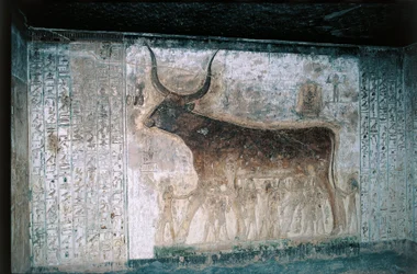 Egypte, Luxor, Vallei der Koningen, Tombe van Seti I, interieurfresco