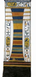 Egypte, Thebe, Luxor, Vallei der Koninginnen, Graf van Nefertari, Djed-pilaar die de ruggengraat van Osiris voorstelt met wedergeboorte merg erin, uit de 19e dynastie