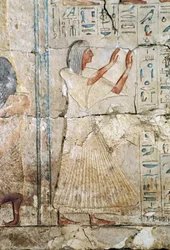 Reliëf van het graf van Netcherouymes, hoge ambtenaar van Ramses II, 2475 v.Chr., Saqqara, Egyptische beschaving, Nieuwe Koninkrijk, Dynastie XIX