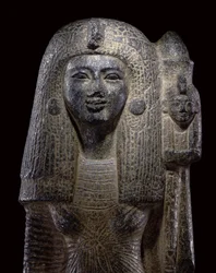 Standbeeld met standaard van Koningin Nefertari, Nieuwe Koninkrijk, ca. 1290-1224 v.Chr.