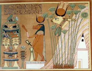 Thoueris en Hathor in het papyrus. College is vergelijkbaar met het papyrus van Ani, uit Thebe