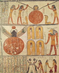 Detail uit het Boek van de Aarde, uit de grafkamer van het graf van Ramses VI (regeerde 1143-1136 v.Chr.), Nieuwe Rijk