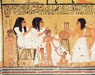 De doden, hun familie en hun dienaren, uit het graf van Ankerkhe, Werkersgraven, Nieuwe Rijk (muurschildering)