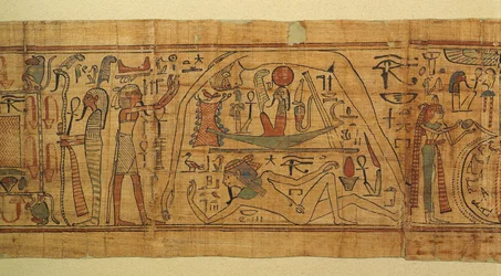 Boek van mythologische afbeeldingen van Nespakachuty, de scheiding van hemel en aarde met de zonneboot