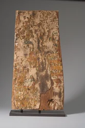 Achterkant van sarcofaag paneel, Derde Tussenperiode (beschilderd hout)