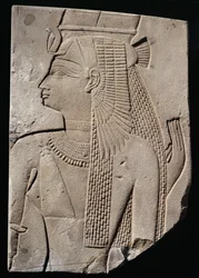Reliëf van een goddelijke gemalin, Late Periode, c.780-656 v.Chr.