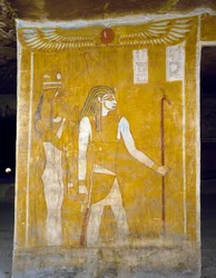 Muurschilderingen uit Graf van Pa Nentwy, Bahariya Oasis, Gizeh, Egypte. Egyptische beschaving, 26e Dynastie, 663-525 v.Chr.