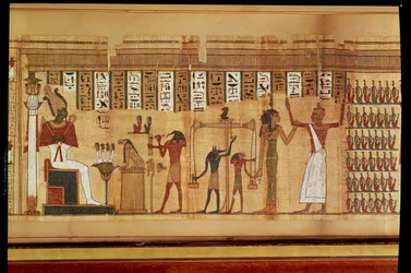 Het oordeel van Osiris, detail uit een Dodenboek, Late Periode