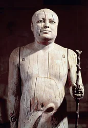 Standbeeld van Ka-Aper, bekend als Sheikh el-Beled, uit zijn mastaba graf in Noord-Saqqara, Oude Koninkrijk