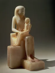 Pepy II en Zijn Moeder Koningin Meryreankhnes, mogelijk uit Saqqara, Oude Rijk (calciet)