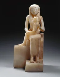 Pepy II en zijn moeder koningin Meryreankhnes, mogelijk uit Saqqara, Oude Rijk (calciet)