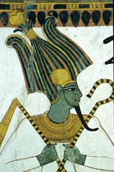 Oud Egypte, Muur schildering, Osiris, Heer van de Onderwereld, Graf van Sennedjem, Thebe, Deir el Medina