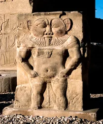 Egyptische oudheden: de godheid Bes (detail)