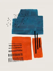 Abstracte vormen Blauw Oranje