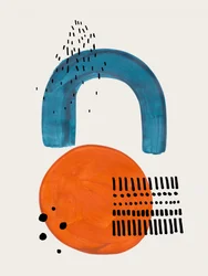 Blauwe boog, oranje cirkel