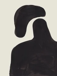 Drijvende zwarte figuur