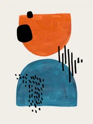 Oranje en blauwe abstracte vormen