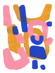 Roze Blauw Goud Abstract