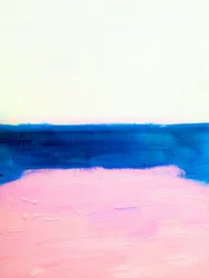 Zachtblauw-roze horizon