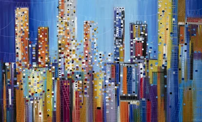 Kleurrijke stedelijke skyline