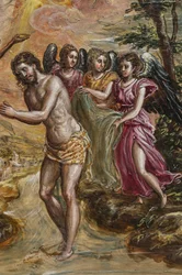 Draagbaar altaar: detail van het rechterdeurpaneel met de Doop van Christus (detail)