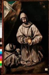 Sint Franciscus van Assisi en broeder Leon (Leone) mediteren over de dood, c.1600